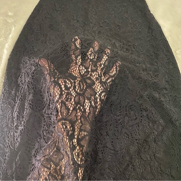 🎈Laced bodycon whimsical goth fringes casual party night out black dress - Picture 3 of 8